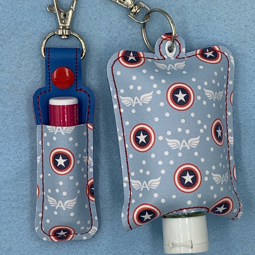 Custom Made Lip Balm & Hanitizer Captain America
